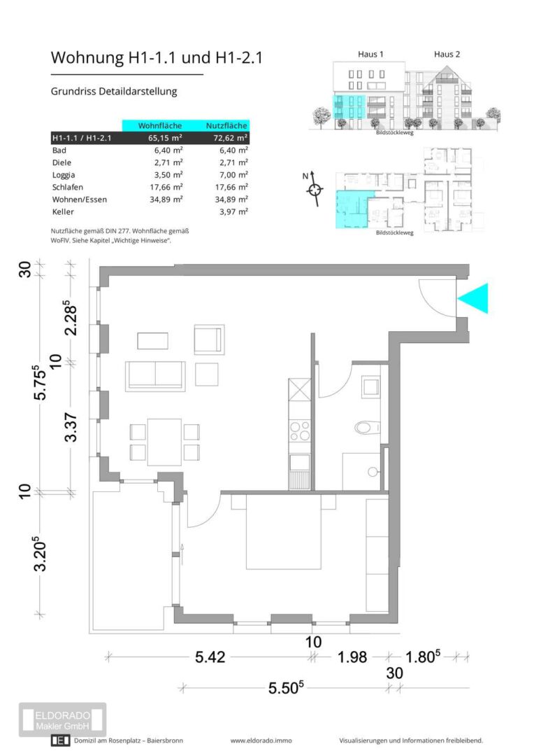 Grundriss H1-1.1 und H1-2.1