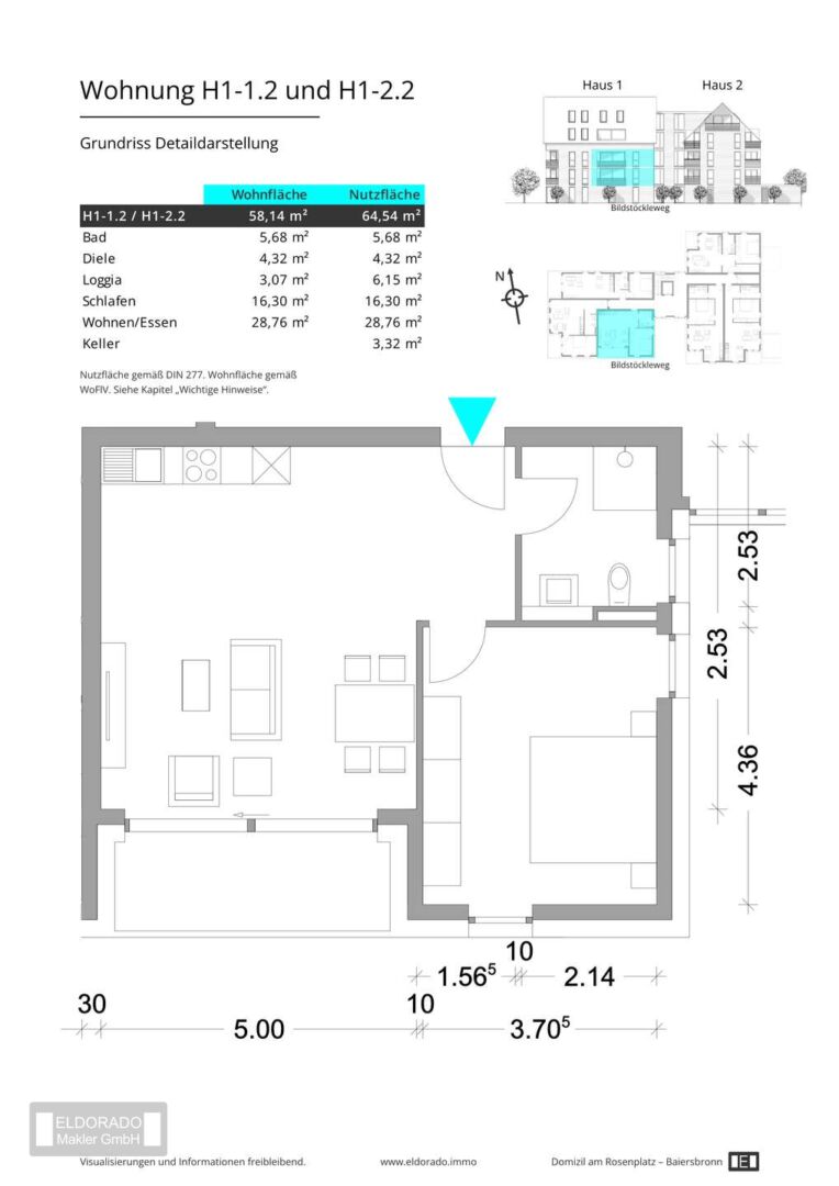 Grundriss H1-1.2 und H1-2.2